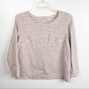 ART CLASS 100% Linen Striped Long Sleeves Tunic Top, Size Medium